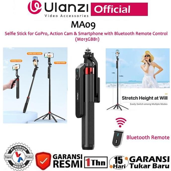 Ulanzi Ma09  Selfie Stick With Remote For Action Cam & Smartphone