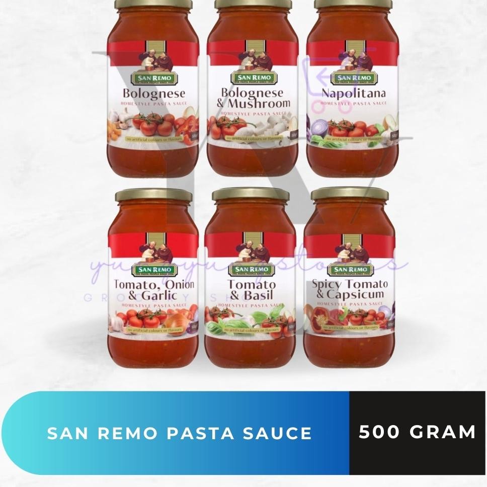 

San Remo Pasta Sauce Bolognese Mushroom Spicy Tomato Basil Onion Garlic Capsicum Napolitana Gram