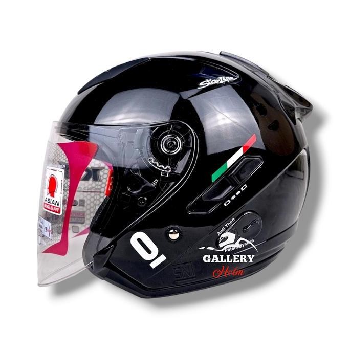 KYT GALAXY FLAT R HITAM GLOSSY LEOPARD / HELM KYT HALF FACE