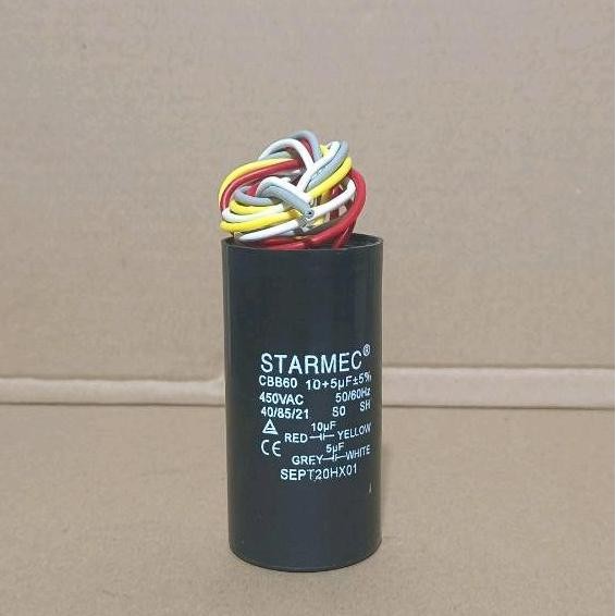 kapasitor mesin cuci denpoo 2 tabung cbb60 10/5uf Merah TERBATAS