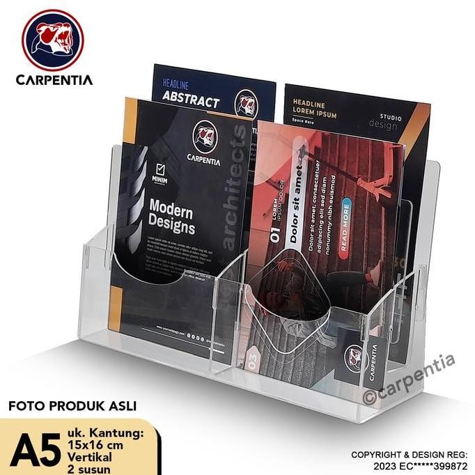 

BEBAS ONGKIR - Carpentia Tempat Brosur Akrilik 2 Tingkat uk. A5 - Tipe E2 - 2 Susun [Acrylic Display Holder, Kantong Flyer, Standing]
