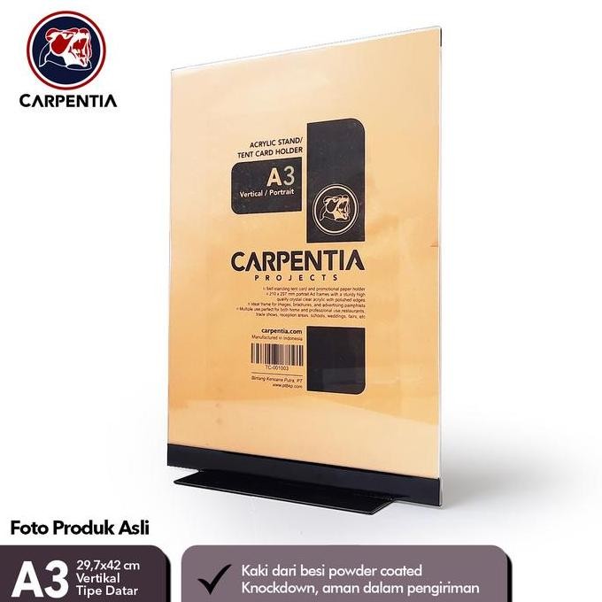

Carpentia Stand Akrilik Besi /Datar A3 Vertikal 29,7x42cm /Menu Brosur