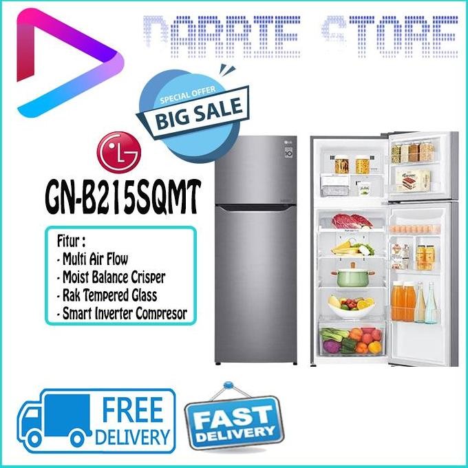 BEBAS ONGKIR - LG GN-B215SQMT KULKAS 2 PINTU INVERTER GNB215SQMT GNB215 215SQMT