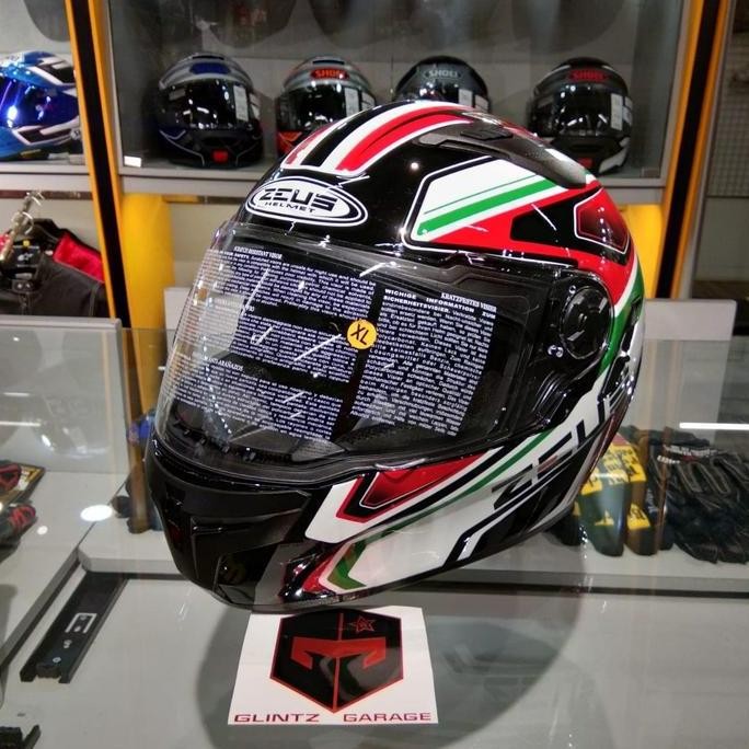 TERMURAH - GLINTZ GARAGE I ZEUS ZS 813 HITAM AN5 HIJAU I HELM MOTOR FULL FACE