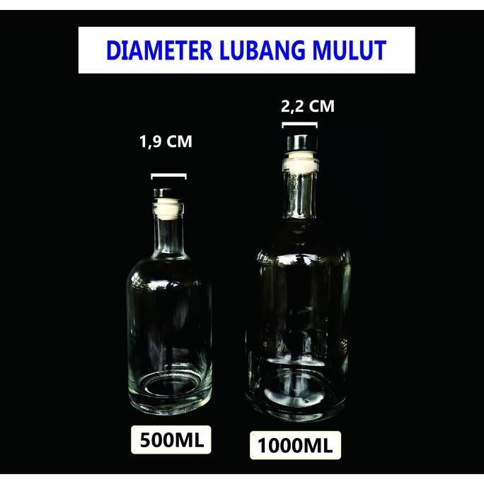 (Allthebest) BOTOL KACA 100% botol baru plus Tutup / Botol Liquor 500ml dan 1000ml