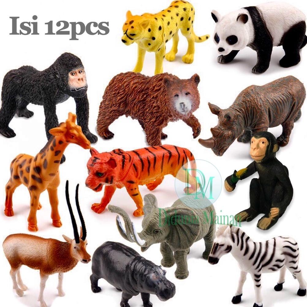 Jz_12 Mainan Hewan Karet Koleksi Anak Binatang Set Wild Animal Figure Set In-129