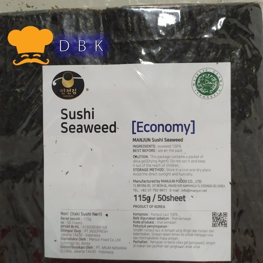 

Kuke Sushi Nori Manjun Economy Seaweed Rumput Laut 50S 19X21Cm 115Gr Dbk Na-72