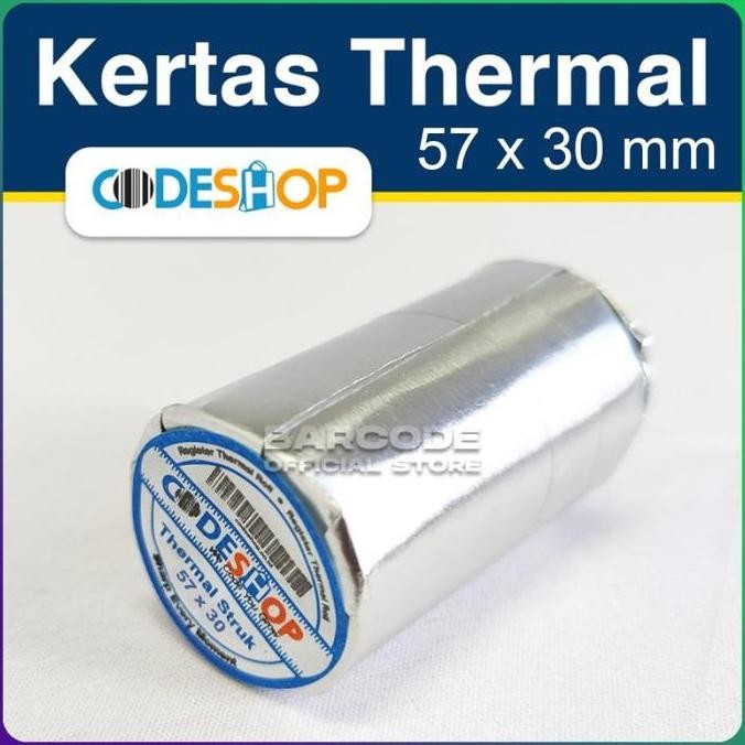 

BEBAS ONGKIR - Kertas Thermal Printer Codeshop 57 x 30 mm Isi 100 Roll