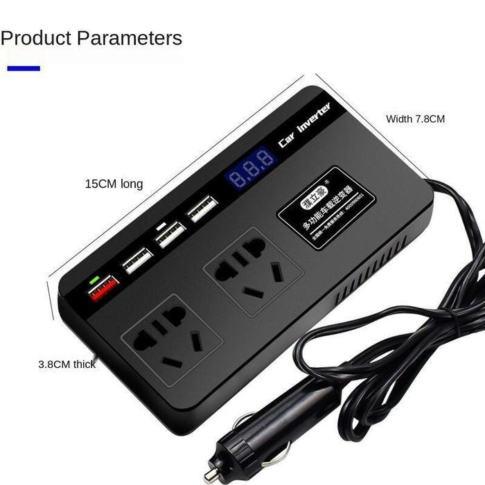 200W Power Inverter Mobil 12V / 24V Modul Inverter DC Ke AC 4 USB Port