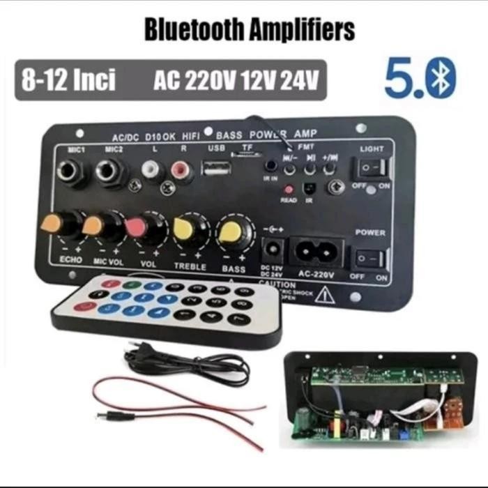 Kit Modul Power Amplifier Stereo AC/DC 2Mic Hifi Bass USB FM D10 OK