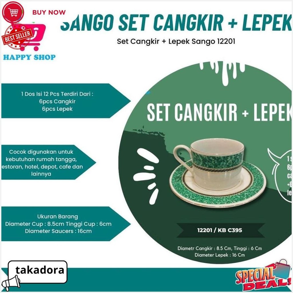 Sango Set Cup + Saucers 12201 Bisa Cod