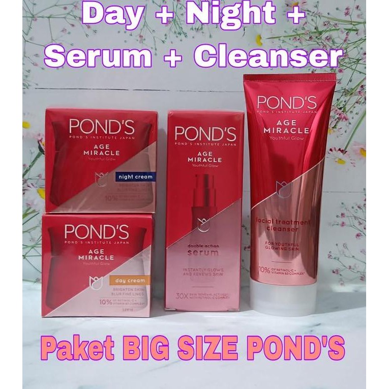Paket Lengkap Besar PONDS Age Miracle Youthful Glow Retinol Anti Aging