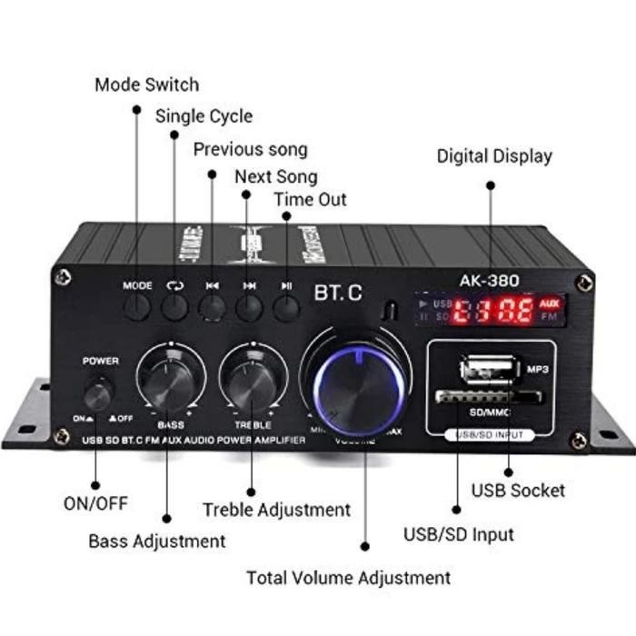 Amplifier Kerndy Audio Bluetooth Mobil Audio Power Amplifier New AK380