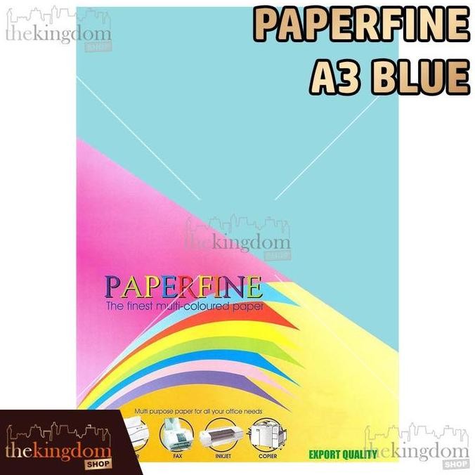 TERBARU - Paperfine Kertas HVS Warna A3 Blue Biru Muda Isi 500 Lembar Kode Warna 180