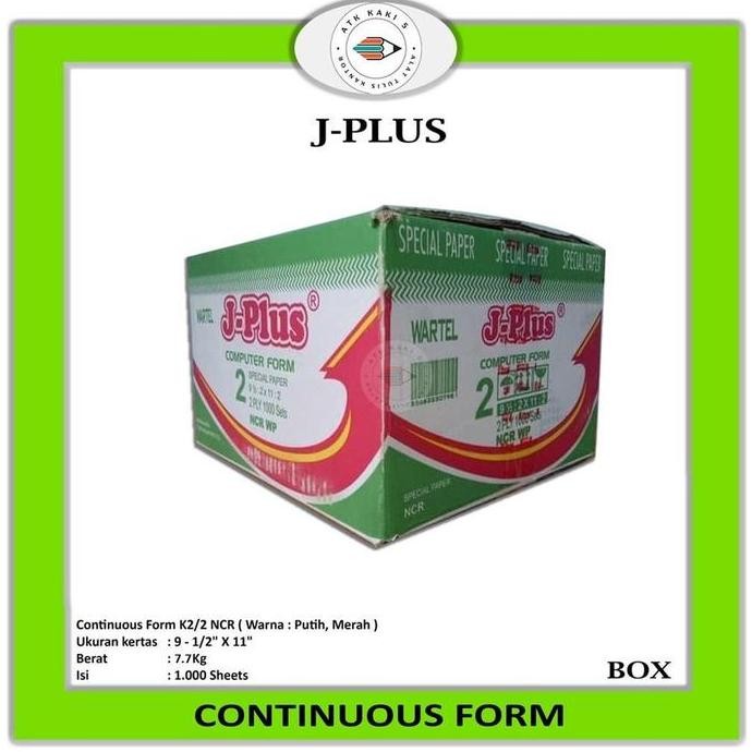 

J-PLUS - Continous Form 91/2 x 11 2 Ply/2 ( K2/2 Jplus ) NCR / Kertas Komputer - BOX