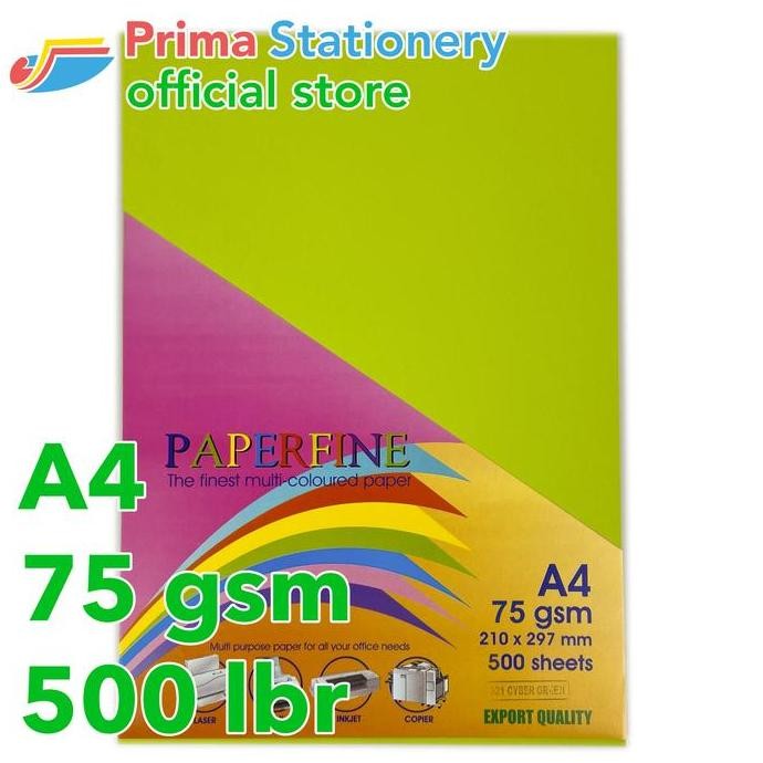

TERMURAH - Paperfine Kertas HVS Warna A4 IT 321 Cyber Green Rim isi 500 lbr [TC]