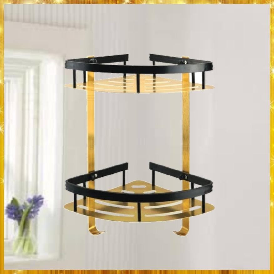 Terlaris Rak Sudut Kamar Mandi Black Gold Almunium Rak Sabun Kamar Mandi