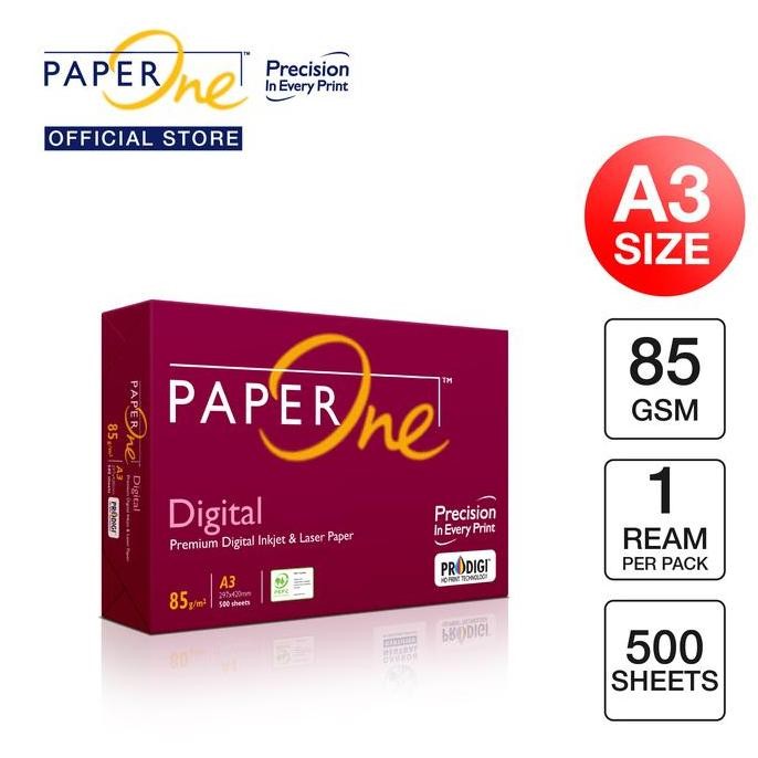 

PaperOne Kertas A3 85gr Digital 1 Rim (500 lembar) Kertas HVS