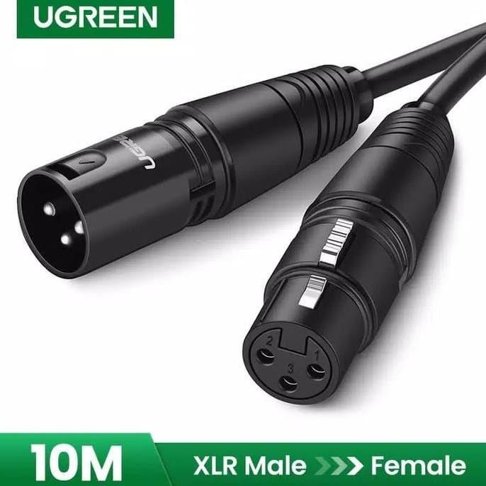 TERMURAH - UGREEN XLR male to female microphone karaoke condenser mixer cewe 10m