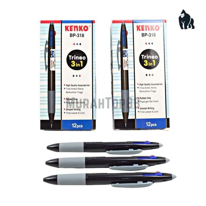 

Pulpen Kenko 3 In 1 Bp-318 Trineo / Ballpoint Bolpen Pena Cetek 3 WarnaHitam Biru Merah [Per Lusin]