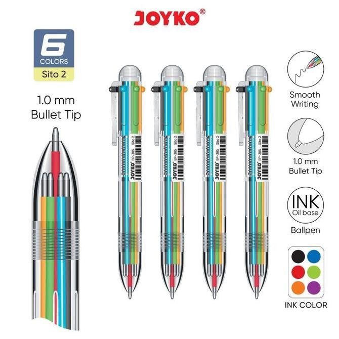 

Ball Pen Pulpen Pena Joyko Bp-385 Sito 2 0.7 Mm 6 Warna Colors (12Pcs)