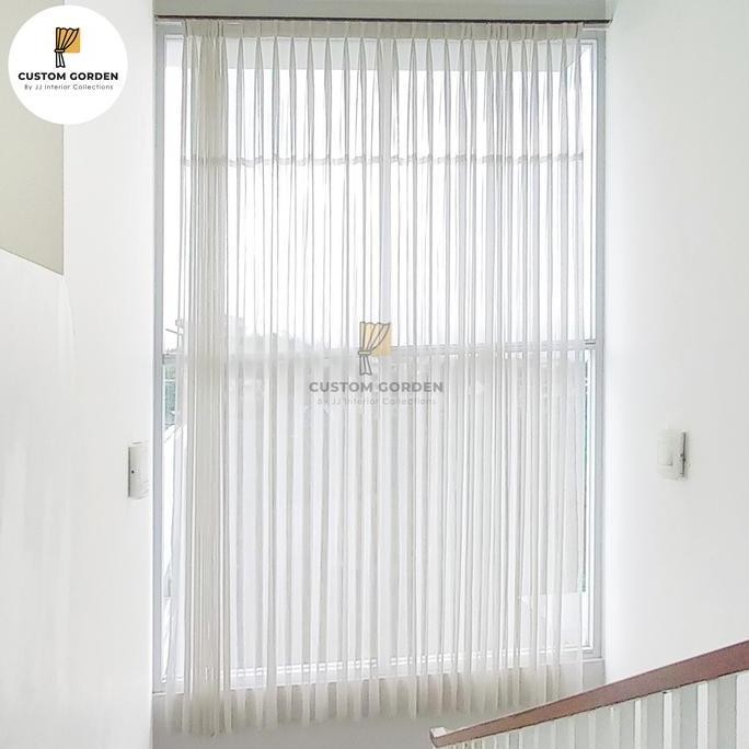 Vitrase Polos Minimalis Pelapis Gorden Voile Kain Putih Transparan -Cg