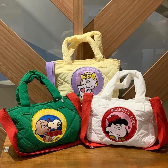 Tote Sling Bag Parasut Tas Selempang Tas Jinjing Serbaguna Wanita Kekinian Karakter Kartun Snoopy Ch