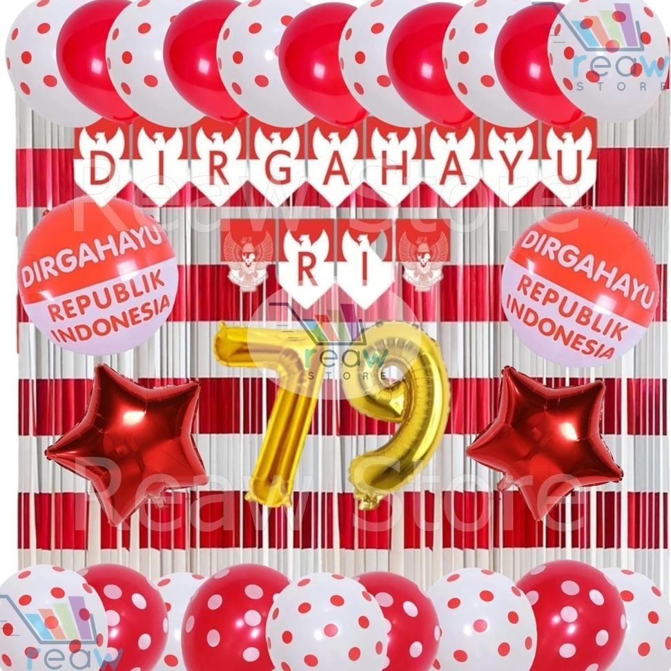 Hj-77 Paket Dekorasi Hiasan Balon Dirgahayu Hut Ri 17 Agustus 08 Hj-77