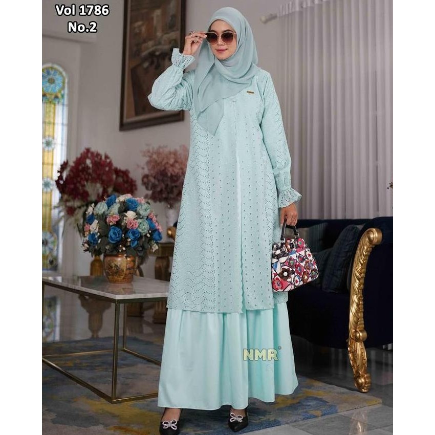 NMR Vol 1786-2 Gamis Toyobo Kombinasi Rompi Katun Bordir