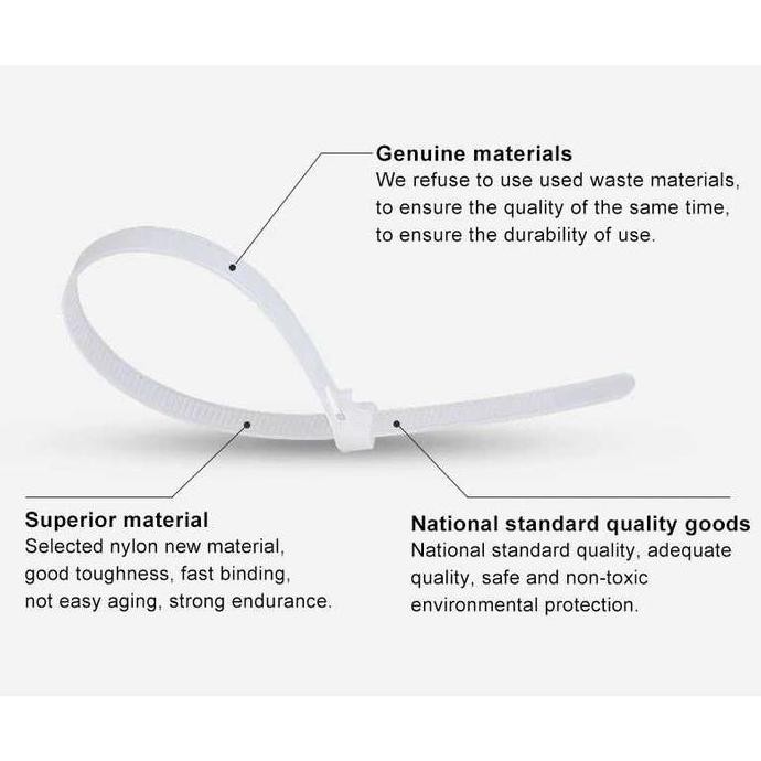 

Kabel Tis Ties Zip Cable Bisa Dibuka 15Cm 20Cm 25Cm 30Cm 40Cm 45Cm 100 Pcs