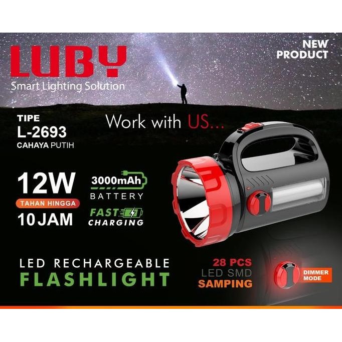 Luby L-2673 Senter Sorot 10W Led Cas Tangan 10 Watt Emergency Lamp