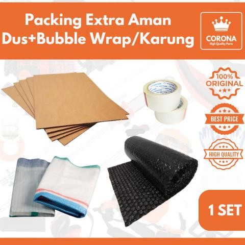

Termurah Tambahan Packing Packaging Extra Aman Kardus + Bubble Wrap Karung