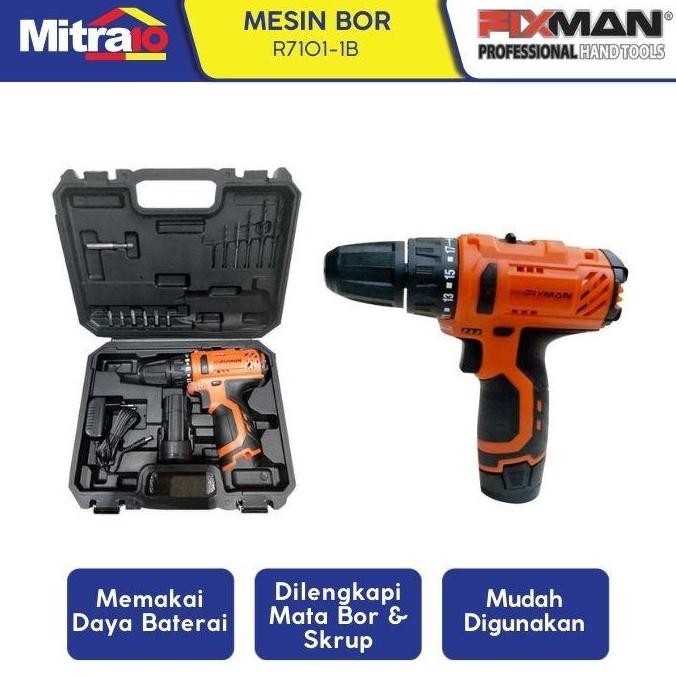 Promo Fixman R7101-1B Cordless Drill 12V Set - Mesin Bor COD
