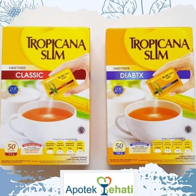 

Baru Tropicana Slim Gula Sweetener Classic & Diabtx Sachet 100 & 50 pcs