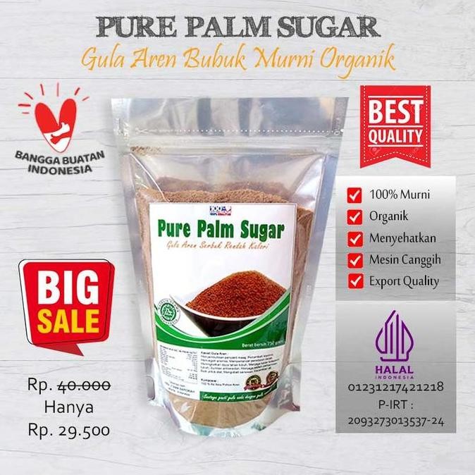 

Baru Gula Aren Bubuk Murni 750gr Premium Palm Sugar - Organik