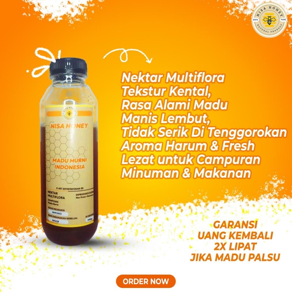 

(Terbaru) Madu Murni Indonesia Nisa Honey Madu Asli 100% Tanpa Campuran Nektar Multiflora 500 gr (Terlaris)