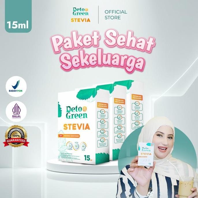 

Baru Detogreen Stevia Sweetener 15ml x3 - Pemanis Daun Stevia Alami Hemat