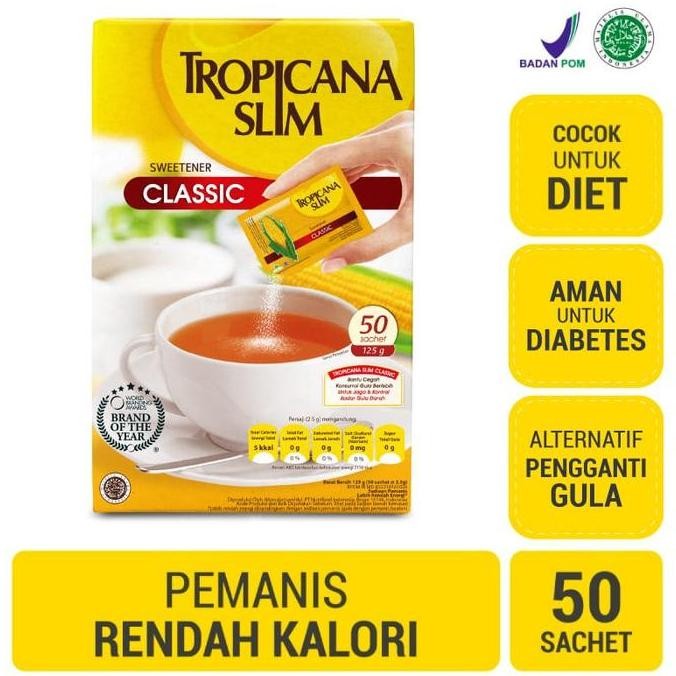 

Baru Tropicana Slim Sweetener Classic 50 Sachet - Gula Diet Rendah Kalori