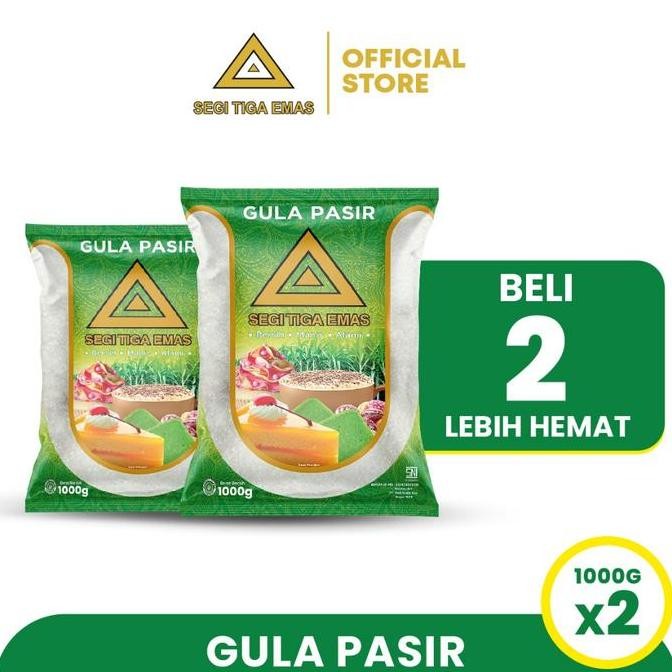 

Baru Gula Pasir Segi Tiga Emas 1Kg Twinpack - Gula Kristal Putih Kemasan 2x1Kg