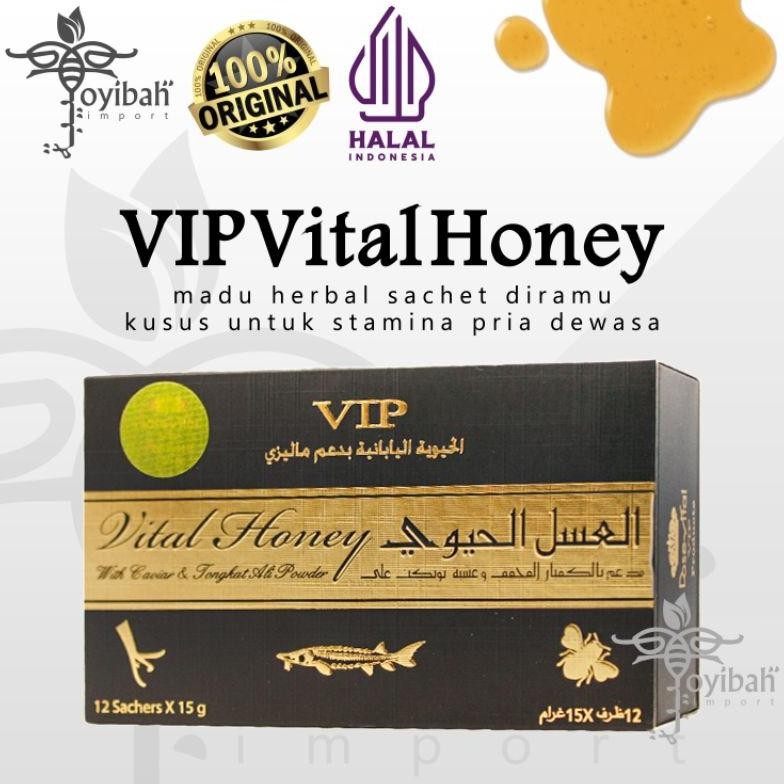 VIP Vital Honey Original 100% [1 box isi 12 sachet/15g] Madu kuat pria asli Etumax Royal Honey