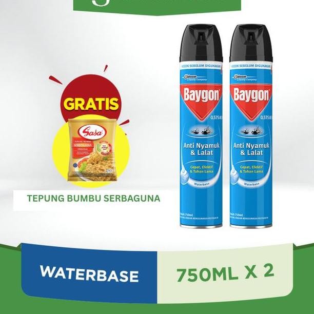 

Baygon Waterbase 750Ml X2 Free Tepung Bumbu Sasa