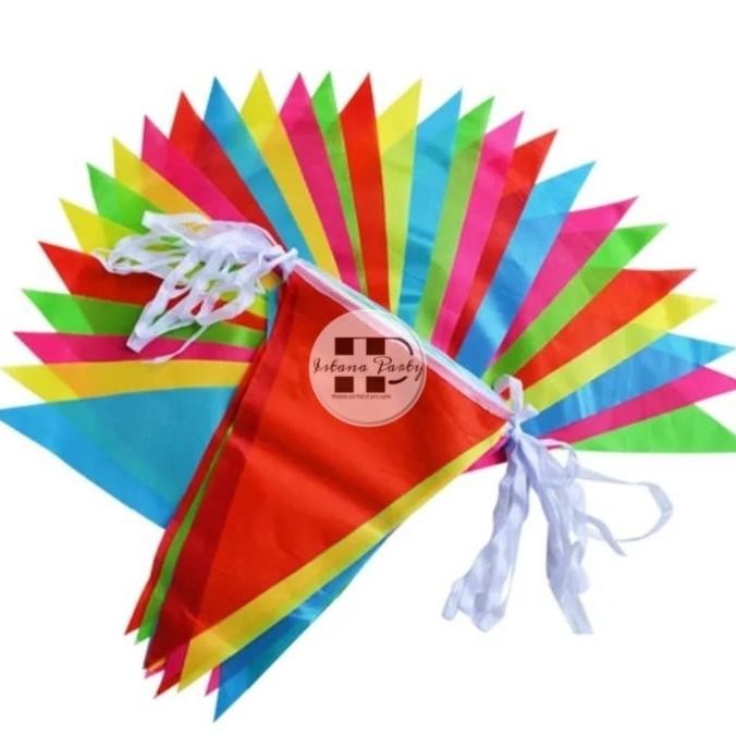 Eh76 ( Pack 70 Mtr ) Bendera Segitiga Merah Putih / Umbul Umbul Karnaval Hut Ri Aguatus Kain