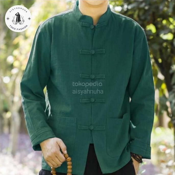 (Allthebest) BAJU KOKO CINA KUNGFU IPMAN PRIA DEWASA POLOS KEKINIAN LENGAN PANJANG