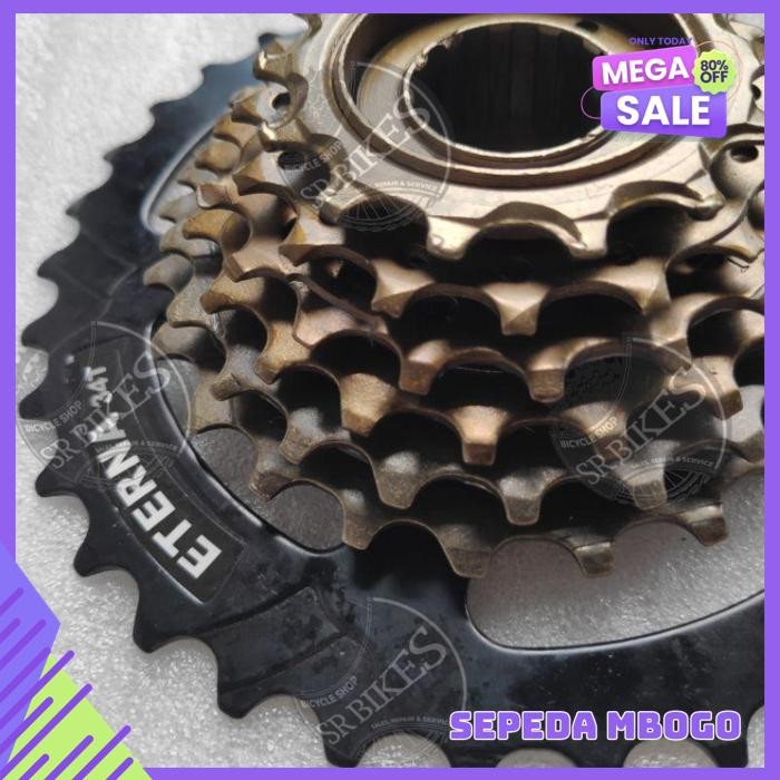 FREEWHEEL GIR SUSUN 7 SPEED SEPEDA 14-34T MEGARANGE. ULIR DRAT. ETERNA GRATIS ONGKIR