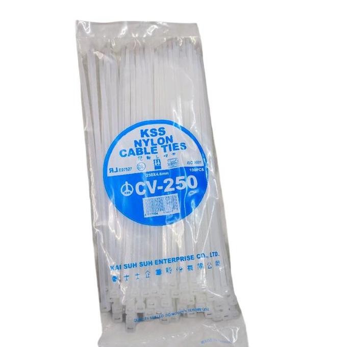 

Diskon! KSS Cable Ties CV-250 25cm x 4.8mm Putih - Nylon Tie isi 100pcs