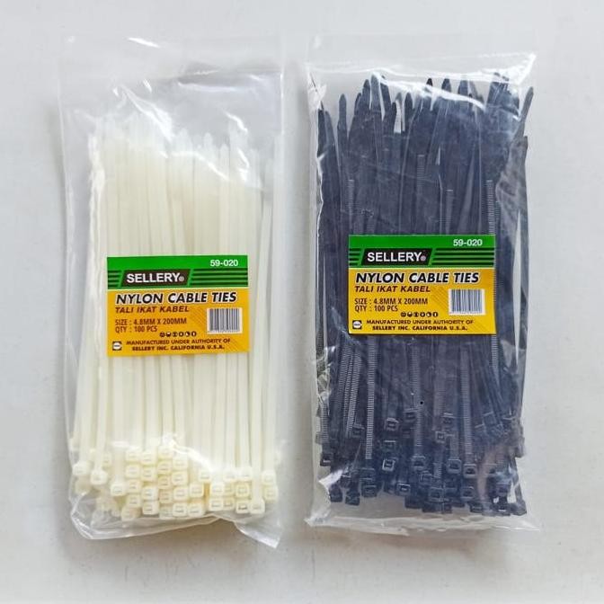 

Diskon! Sellery Cable Tie 4.8mm x 200mm - Nylon Ties 20cm untuk Kabel