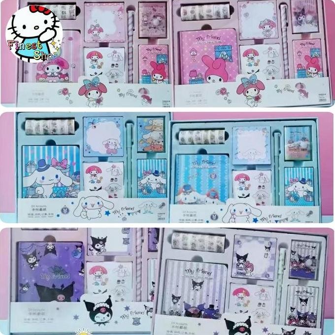 

Tersedia Paket Diary Set Jurnal 7in1 Sanrio Gift Box Cinnamoroll Kuromi Melody Kado