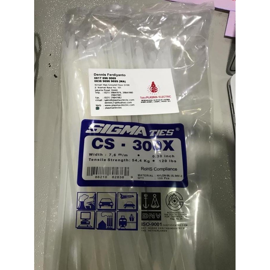 

Diskon! Cable Tie SIGMA CS-300X 7.6mm Hitam Putih | Kabel Ties 30cm Lebar dan Kuat