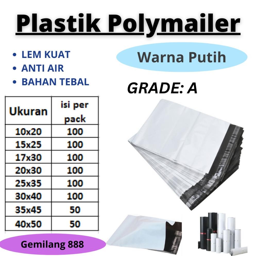 

BisaCod Plastik Polymailer Uk 25X35 (100Pcs), Plastik Lem, Plastik Packing Lem, Plastik Bungkus Paket Original