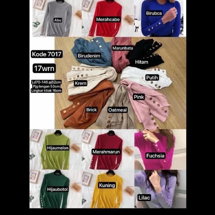 (Allthebest) Iner Rajut 7017 Top Blouse Panjang Atasan Kancing on Baju Knitwear Wanita Casual Cewek 